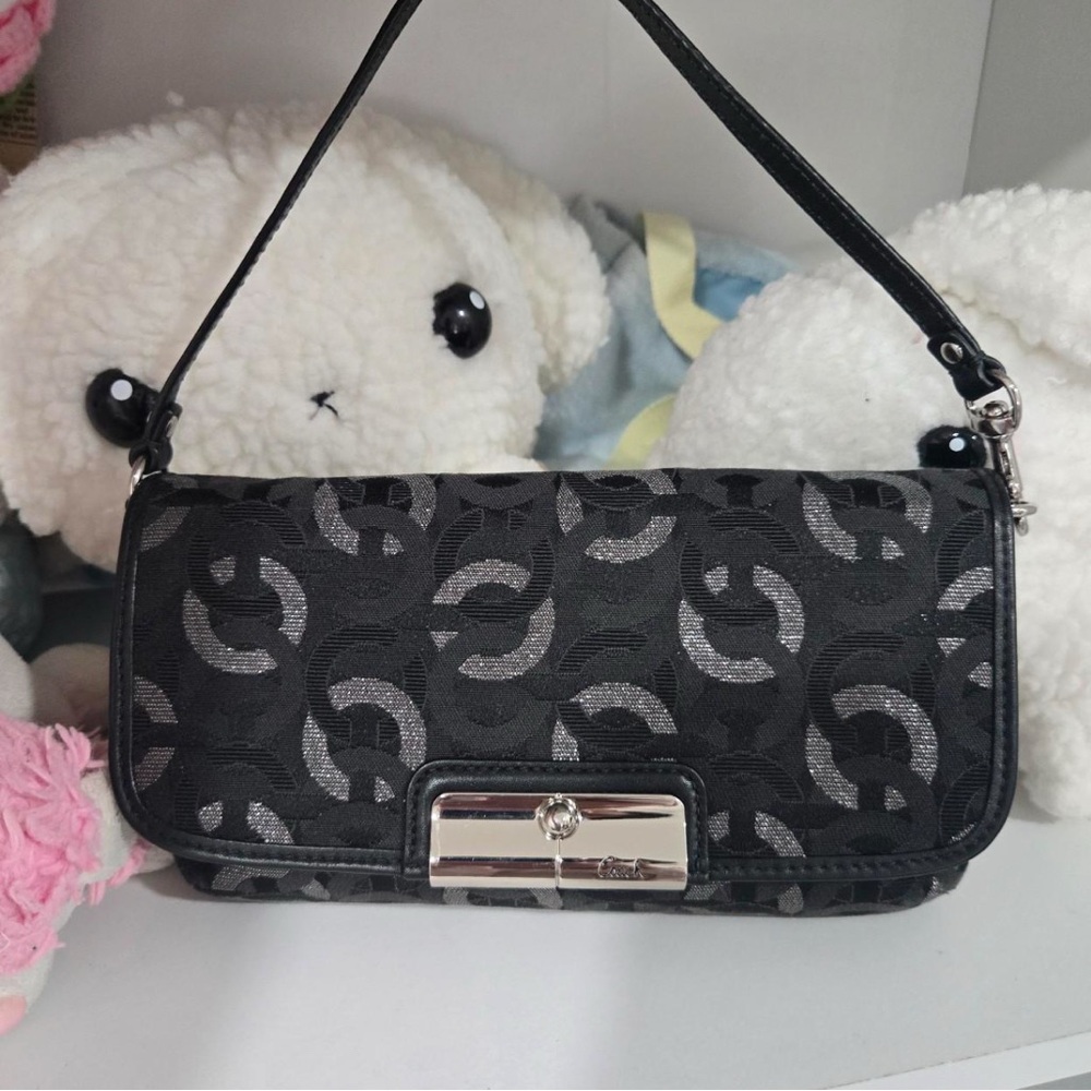 Black Signature Jacquard Shoulder Bag - Coach